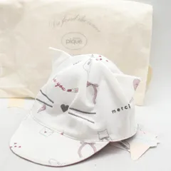 ジェラートピケ 猫耳付きキャップ キャット ネコ柄 帽子 ブランド ベビー 女の子用 ホワイト gelato piqueのサムネイル