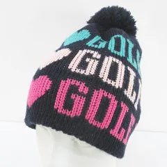パーリーゲイツ PEARLY GATES ゴルフウェア ニット帽 帽子 FR 紺系 ネイビー 日本製 ボンボン 毛 ウールのサムネイル