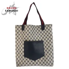 GUCCI グッチ ヴィンテージ シェリーライン グレー ネイビー GGスプリームキャンバス トートバッグ ショルダーバッグ レディース 602138【中古】