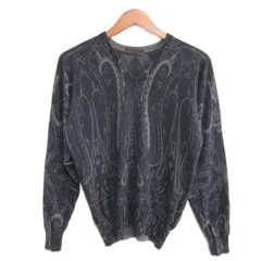 エトロ ETRO ペイズリー柄 ハイゲージニット 長袖 薄手 L グレーのサムネイル