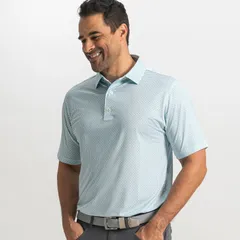 フットジョイ メンズ トップス ポロシャツ FootJoy Mens Ellipse Lisle Golf Polo WhiteBlue ReefSea Glass ホワイトのサムネイル