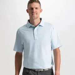 フットジョイ メンズ トップス ポロシャツ FootJoy Menseersucker Lisle Golf Polo Blue ReefWhite ホワイトのサムネイル