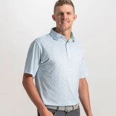フットジョイ メンズ トップス ポロシャツ FootJoy Mensurfs Up Lisle Golf Polo Deep ReefWhiteSea GlassBlue Reef ホワイトのサムネイル