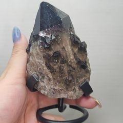 祈影（きえい）の黒山｜チベット産モリオンクラスター(410g／ブラック