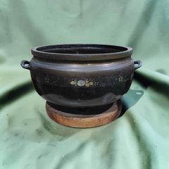 骨董品】唐金 親子獅子 火鉢 火箸セット（中の灰も込みです） - メルカリ