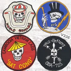 ワッペン 4枚 ★V336 スカル 髑髏 ドクロ ベトナム 戦争 パッチ ミリタリー 装備用 US ARMY 古着 刺繍 おしゃれ リメイク アメカジ 軍物 米軍のサムネイル