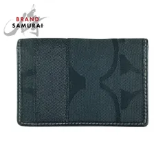 美品 COACH コーチ シグネチャー ブラック 黒  キャンバス/レザー カードケース メンズ 409368【中古】
