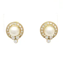 田崎真珠/TASAKI(タサキシンジュ) イヤリング美品  - ダイヤモンド×K18YG×パール 総30Pダイヤ(片側15Pダイヤ)/総2Pパール/直径約7mmのサムネイル
