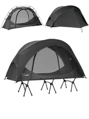 【特価商品】簡易テント 軽量 防風 通気 2点セット（インナーとフライシート） キャンプテント 1-2人用 ソロテント コットテント 自立式 VIDALIDOのサムネイル