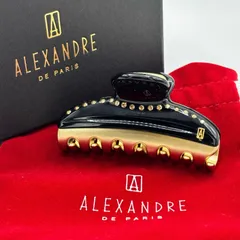 ALEXANDRE DE PARIS アレクサンドル ドゥ パリ ラインストーン付 ヘアクリップ ヴァンドームクリップ ブラック 黒 ゴールド フランス製 可愛い 上品 レディース ヘアアクセサリー 小物【中古】【送料無料】のサムネイル