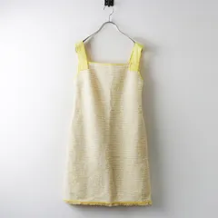 フォクシー FOXEY ツイードノースリーブワンピース 38■イエロー フリンジ ドレス チュニック【2400015034270】