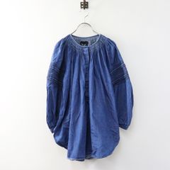 極美品✨ブラミンク 麻100％バルーンスリーブブラウス デニム調 38
