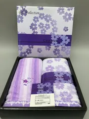 【8-0623-12】★新品・未使用★ 西川 ギフトコレクション　タオルセット フェイスタオル ハンドタオル 刺繍 2枚セット パープルのサムネイル