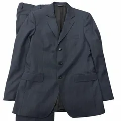 極美品□DOLCE&GABBANA ドルチェ＆ガッバーナ 黒タグ バージンウール100% シングルスーツ セットアップ ネイビー 48 イタリア製 正規品のサムネイル