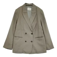 IENA LINEN COTTONストレッチジャケット サイズ36 定価30800円 肩パッド ダブル テーラードジャケット 23SS グレー レディース イエナ【中古】6-0612M♪のサムネイル