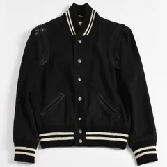 SAINT LAURENT PARIS サンローランパリ テディジャケット ウール ブルゾン 343745 ブラック ホワイト サイズ44 美品 中古 4a004298のサムネイル