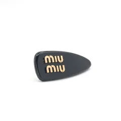 ミュウミュウ MIUMIU ヘアアクセサリー ブラック ゴールド ロゴ ヘアクリップ バレッタのサムネイル