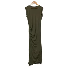 良品 ALLSAINTS オールセインツ GAMMA DRESS サイドギャザー カットソー ロング ドレス ワンピース サイズ UK8 カーキ レディース 古着 中古 USEDのサムネイル