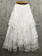 SpRay PREMIUM スプレイプレミアム 花チュール フリルヘム ロング スカート 白 ■■ レディースのサムネイル