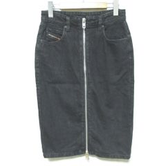 美品 DIESEL ディーゼル ペンシルジップスカート サイズ26 ブラック レディース 古着 中古 USED