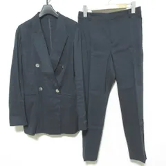 美品 24SS 23区 リネンレーヨンストレッチ ダブル ジャケット パンツ セットアップ スーツ サイズ38 ネイビー レディース 古着 中古 USEDのサムネイル