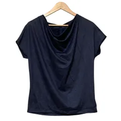 美品 LANVIN COLLECTION ランバン コレクション バックリボン リネン ショートスリーブ カットソー  サイズ38 ネイビー レディース 古着 中古 USEDのサムネイル