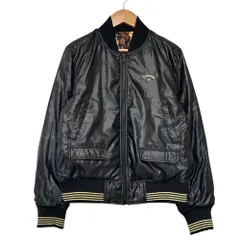良品 Callaway キャロウェイ 無地 花柄 リバーシブル ダウンジャケット ブルゾン ゴルフウェア M ブラック レディース 古着 中古 USEDのサムネイル