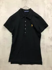 Ralph Lauren ラルフローレン ロゴ刺繍 半袖 ポロシャツ sizeM/ブラック ■◆ レディース