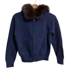 未使用 JUSGLITTY ジャスグリッティー FOXファー付ニットパーカー 48350140 サイズ1 ネイビー レディース 古着 中古 USEDのサムネイル