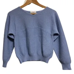 美品 OLD ENGLAND オールドイングランド ワッフルニット セーター 58120101 サイズ36 ブルー レディース 古着 中古 USEDのサムネイル