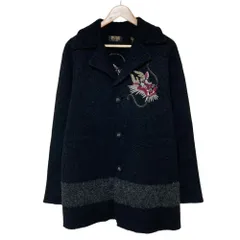 美品 YOSHIYUKI KONISHI ヨシユキ コニシ ドン小西 ドラゴン刺繍 ブークレ ウールコート 2 ブラック メンズ 古着 中古 USEDのサムネイル
