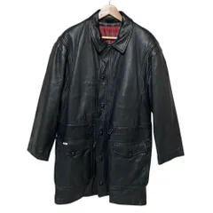 良品 PAPAS パパス ディアスキン レザー ステンカラー ロングコート M ブラック メンズ 古着 中古 USEDのサムネイル