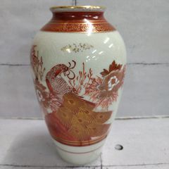 美品 九谷焼 新山窯 鷹と牡丹 花瓶 陶器 壺 - メルカリ