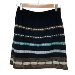 美品 M MISSONI エム ミッソーニ ラメボーダー ニットスカート 40 ブラック レディース 古着 中古 USEDのサムネイル