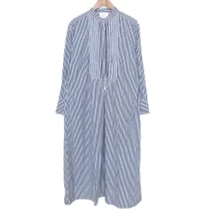 良品 1er Arrondissement プルミエアロンディスモン 24年商品 ストライプ マキシ丈 長袖 タックシャツワンピース ドレス 36 ネイビー レディース 古着 中古 USEDのサムネイル