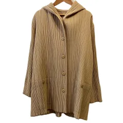 美品 ISSEY MIYAKE FETE イッセイミヤケ プリーツ フーデッドコート IF54FA411 サイズ02 ベージュ レディース 古着 中古 USEDのサムネイル