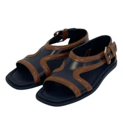 美品 PRADA プラダ バイカラー レザー ストラップサンダル サイズ6.5 25.5cm程度 ネイビー×ブラウン メンズ 古着 中古 USEDのサムネイル