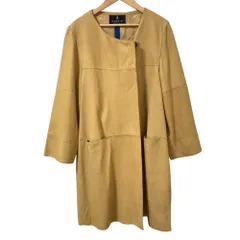 良品 LANVIN COLLECTION ランバンコレクション ラムレザー ノーカラーコート サイズ40 ベージュ レディース 古着 中古 USEDのサムネイル