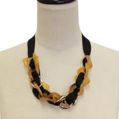 美品 MARNI マルニ チェーンモチーフ リボン ネックレス ブラック ベージュ系 レディース 古着 中古 USEDのサムネイル