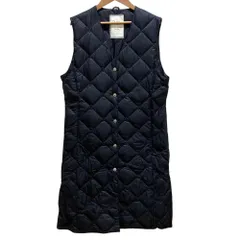 良品 TAION タイオン W City Single Long Down Gilet シティライン キルティング ロング ダウンジレ ベスト 大きいサイズ XL ネイビー レディース 古着 中古 USEDのサムネイル