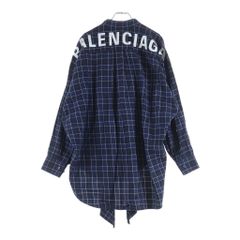 極美品✨バレンシアガ バックロゴ 半袖シャツ ボタンダウン ライト