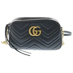 GUCCI (グッチ) GGマーモント ショルダーバッグ ブラック レザー 447632 ゴールド金具