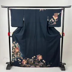 付下げ 付け下げ 訪問着 中古品 リメイク 紺 紺色 2L652 HAD0012000のサムネイル