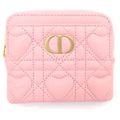 Christian Dior (クリスチャンディオール) コインケース カナージュハート カードケース フラグメントケース ピンク レザー ゴールド金具のサムネイル