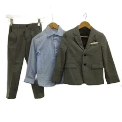 ビームス BEAMS waltz by BEAMS DESIGN スーツ セットアップ キッズ 男の子用 3点セット テーラードジャケット シングル 2B 総裏地 肩パッド シャツ 長袖 ロングパンツ グレンチェック柄 120 グレー 青 ブルーのサムネイル