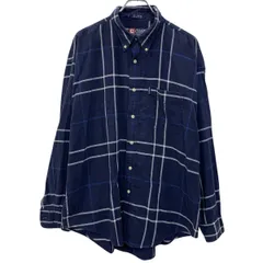 90s CHAPS RALPH LAUREN 長袖 チェックシャツ XL ネイビー チャップス ラルフローレン ボタンダウン 90年代 チェック柄 春物 a806-6961のサムネイル