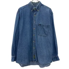 90s Timberland 長袖 デニムシャツ M ブルー ティンバーランド ボタンダウン アメカジ 90年代 カジュアル 胸ポケット 春物 a806-6962のサムネイル