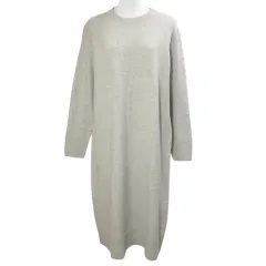 ユニクロ UNIQLO 25AW スフレヤーンワンピース ニット ロング 長袖 クルーネック 大きいサイズ XL ベージュ 291-478730 /Xのサムネイル