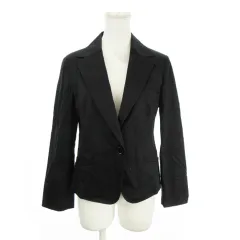 アンクライン ANNE KLEIN テーラードジャケット 上着 9 紺 ネイビー ストライプ柄 長袖 シングルブレスト /AO13 ■GY99のサムネイル
