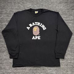 A BATHING APE カモ柄ロゴ 長袖Tシャツ 黒 XL - メルカリ